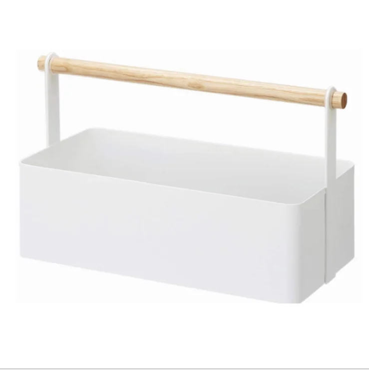 Japanese style desktop wrought iron cosmetic storage box wood pole portable large storage box
Japanese style desktop wrought iron cosmetic storage box wood pole portable large storage box