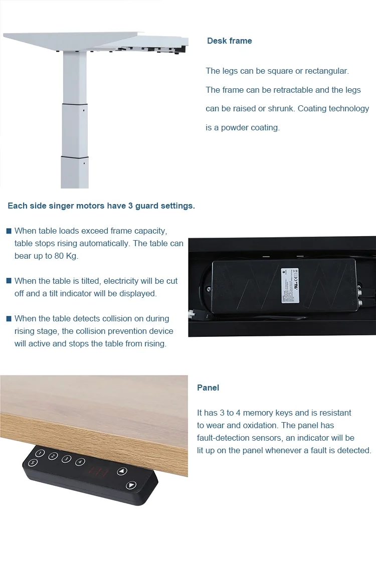 BDEH02R-DM Double Motor Desk Height Adjustable Electric Standing Table Frame