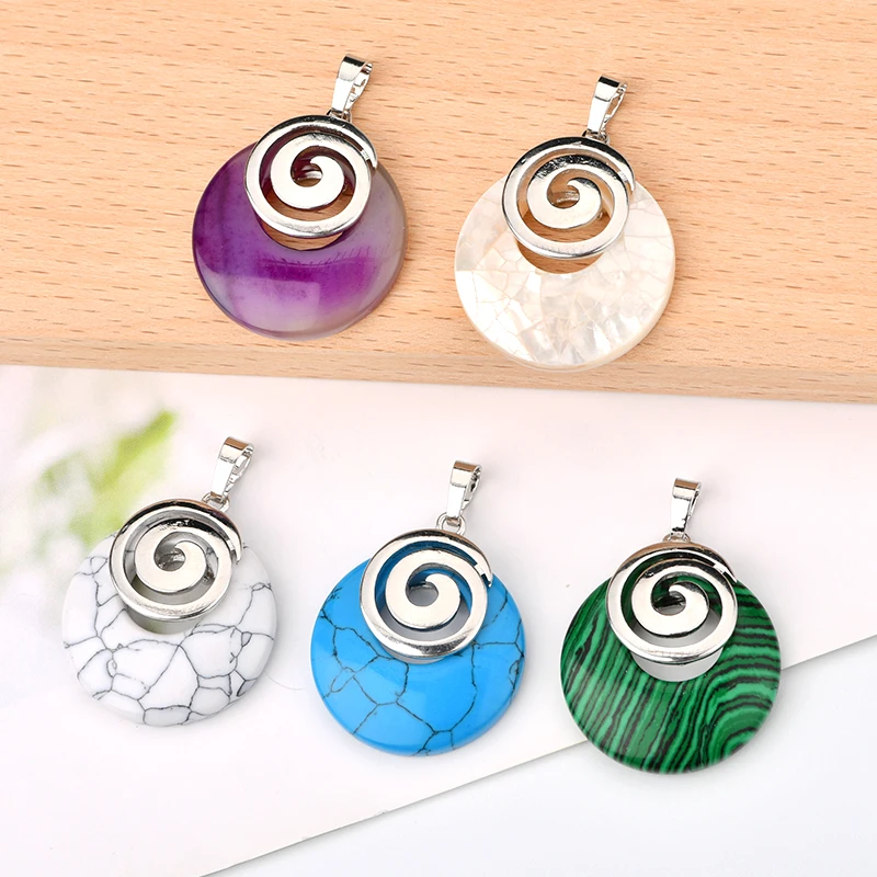Mop Shell and Natural Stone Agogo Donut Pendant Copper Bezel with Silver Color Plating Stone Pendant
Mop Shell and Natural Stone Agogo Donut Pendant Copper Bezel with Silver Color Plating Stone Pendant