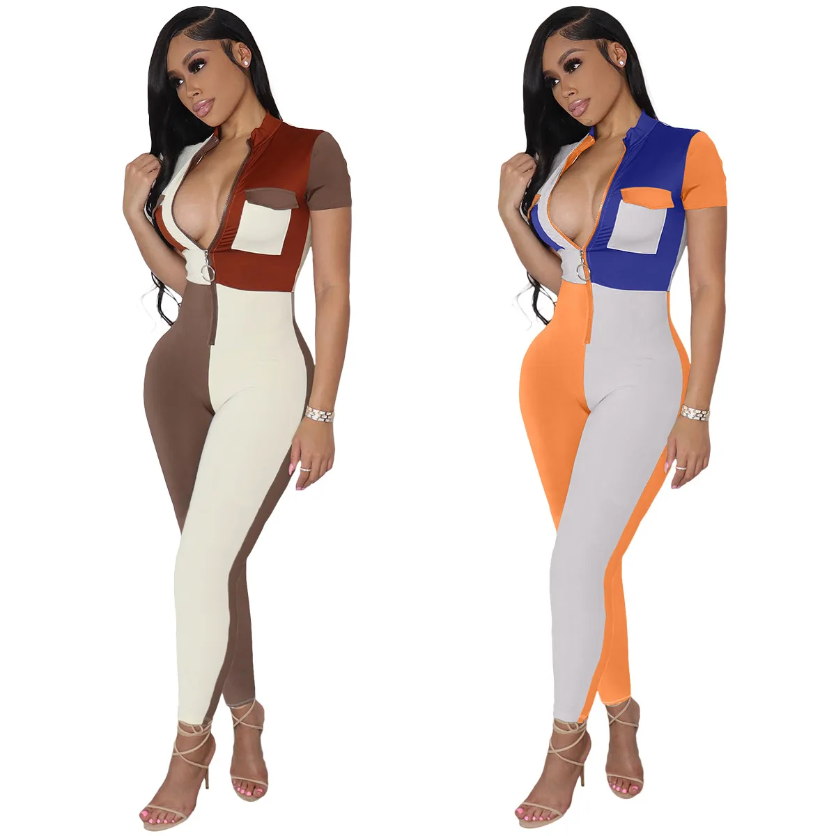 2020 Spring Women One Piece Jumpsuits Women Fashionable Contrasting Color Block Jumpsuit Short Sleeve Casual Lady Jumpsuit
2020 Spring Women One Piece Jumpsuits Women Fashionable Contrasting Color Block Jumpsuit Short Sleeve Casual Lady Jumpsuit