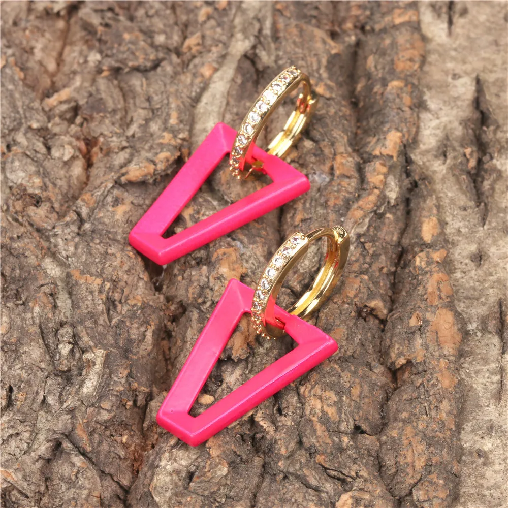 Women Aretes Fluorescent Jewelry CZ Hoop Gold Silver Color Painting Neon Green Dangle Geometric Triangle Earring
Women Aretes Fluorescent Jewelry CZ Hoop Gold Silver Color Painting Neon Green Dangle Geometric Triangle Earring
