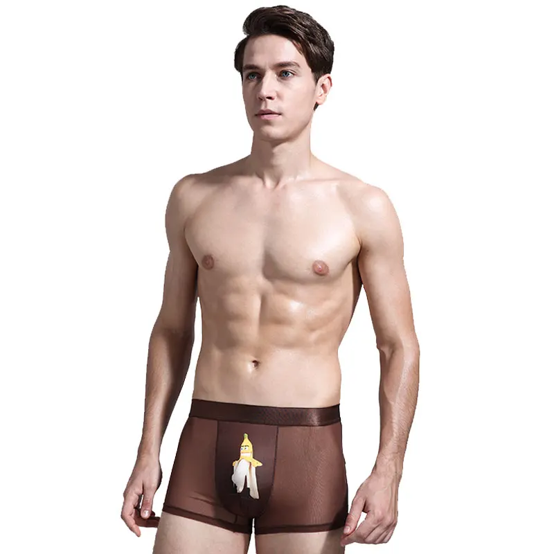 Wholesale printed pattern mesh transparent nylon fabric ice silk sexy men's underwear boxers for men
Wholesale printed pattern mesh transparent nylon fabric ice silk sexy men's underwear boxers for men
