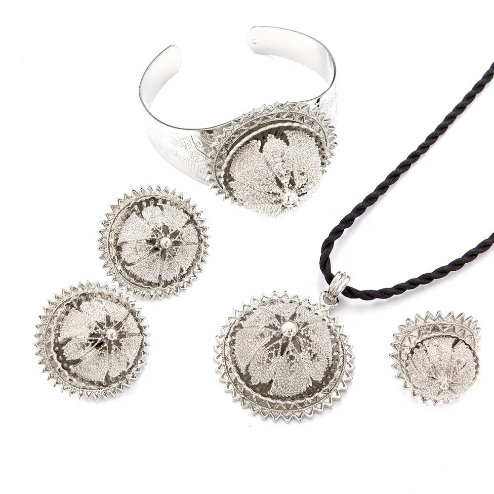 Silver Color Bride Wedding Round Pendant Necklace Bangle Earring Ring Eritrea Habesha Ethiopia Jewelry
Silver Color Bride Wedding Round Pendant Necklace Bangle Earring Ring Eritrea Habesha Ethiopia Jewelry