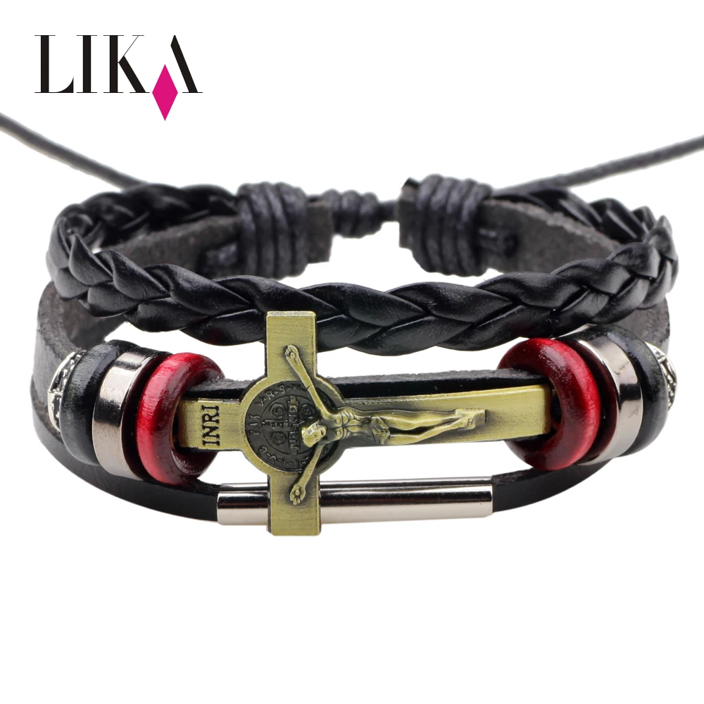 LIKA Religious Jesus alloy metal cross adjustable wax rope leather bracelet for women men
LIKA Religious Jesus alloy metal cross adjustable wax rope leather bracelet for women men
