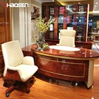 Home 6881 luxury leather Oval desk ,With drawer L shaped office furniture desks and chair wholesale
