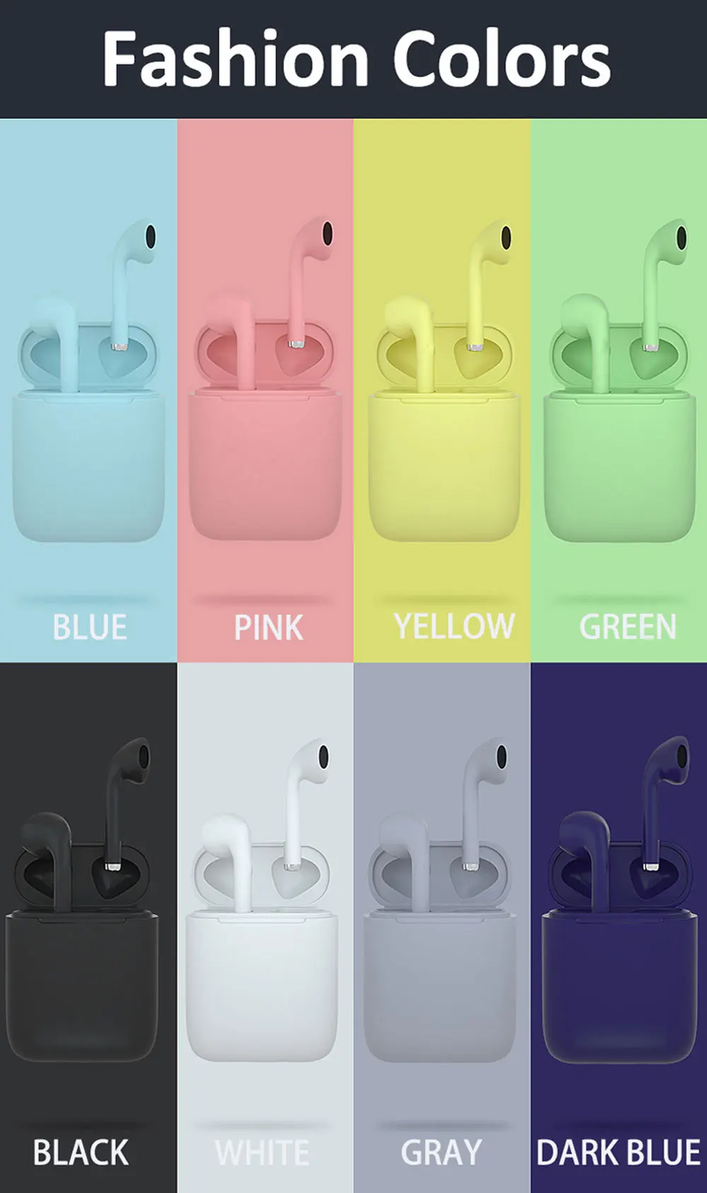inpods 12 earphone Tws Wireless Bluetooth earbuds headset Sport Min Earbdus 5 Colors Can choose VS I10 I11 I12 TWS - ANKUX.COM