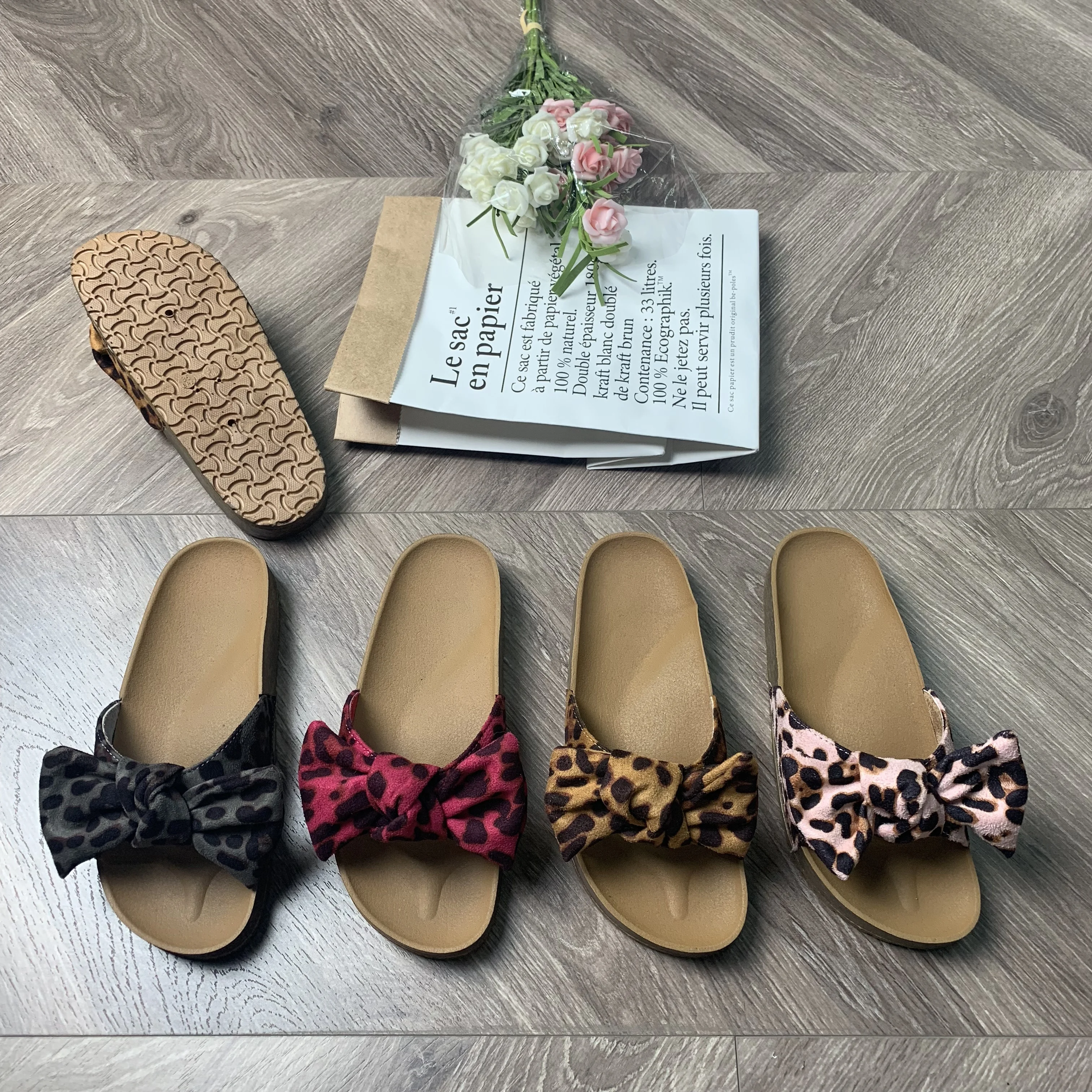 Custom Fancy Casual Women's Sandals Leopard Bowknot Flat Women's Slippers Cork Ladies Shoes, Customized color
Custom Fancy Casual Women's Sandals Leopard Bowknot Flat Women's Slippers Cork Ladies Shoes, Customized color