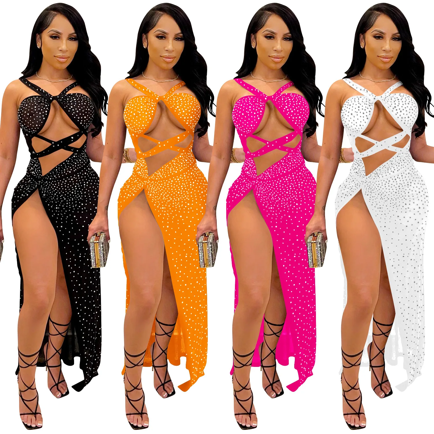 X5349 Women Fashion Bandage Rhinestones Sleeveless Split Sexy Dresses Women Bodycon Night Club Dresses
X5349 Women Fashion Bandage Rhinestones Sleeveless Split Sexy Dresses Women Bodycon Night Club Dresses