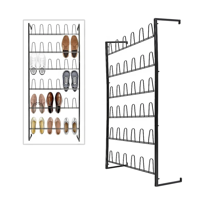 DR12 18 Pair Entryway Shoe Storage Organizer Stand / Wall Mounted Metal 36 Hook Shoe Rack DFDISPLAY, Black
DR12 18 Pair Entryway Shoe Storage Organizer Stand / Wall Mounted Metal 36 Hook Shoe Rack DFDISPLAY, Black