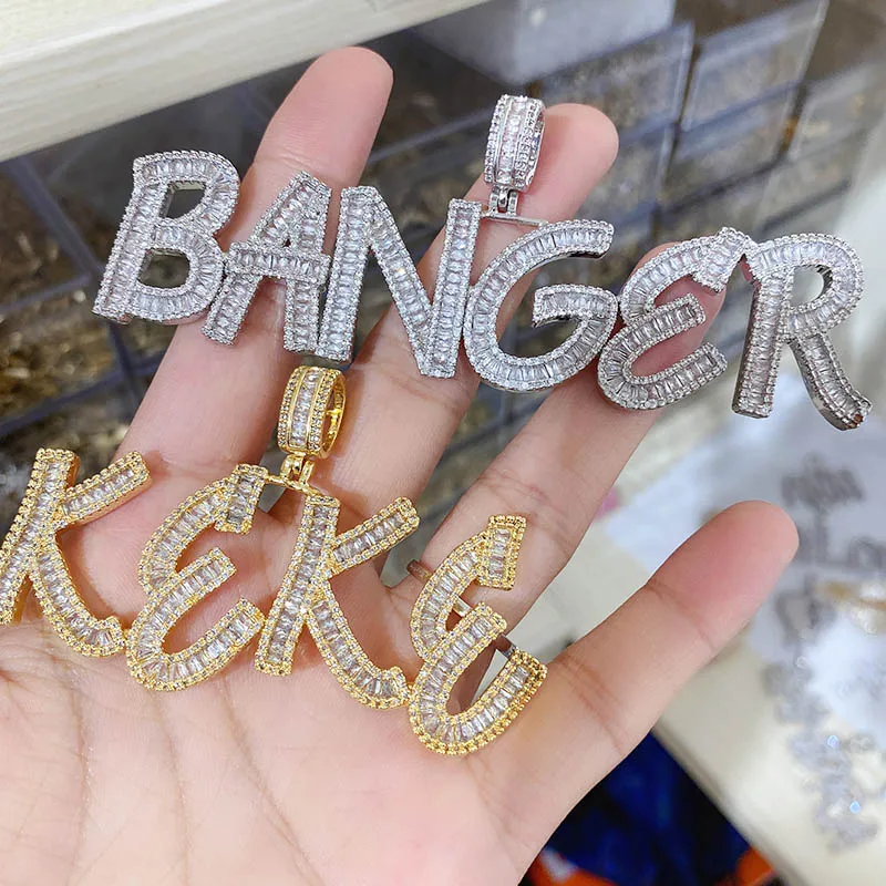 Custom Name Words Baguette Letters Pendant Gold silver Color Charm AAAA Zirconia Men's Hip Hop Necklace Chain Rock Jewelry
Custom Name Words Baguette Letters Pendant Gold silver Color Charm AAAA Zirconia Men's Hip Hop Necklace Chain Rock Jewelry