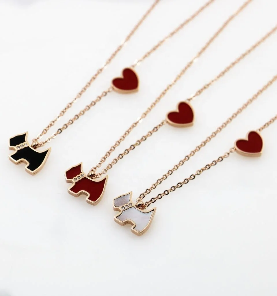 Factory Direct Sale High Quality Hot Selling Fashion Simple 316L Stainless Steel Heart Shape Animal Dog Pendant Necklace, Black,red,white 
Factory Direct Sale High Quality Hot Selling Fashion Simple 316L Stainless Steel Heart Shape Animal Dog Pendant Necklace, Black,red,white