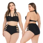 swimwear beachwear black High Waist plus size women swimwear sexy bikini two pieces