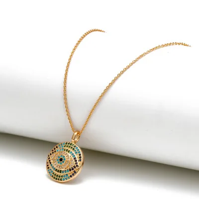 Punk Micro Pave Cubic Zircon Evil Eyes Pendant Necklace Gold Silver Plated Chain Round Evil Eyes Necklace
Punk Micro Pave Cubic Zircon Evil Eyes Pendant Necklace Gold Silver Plated Chain Round Evil Eyes Necklace