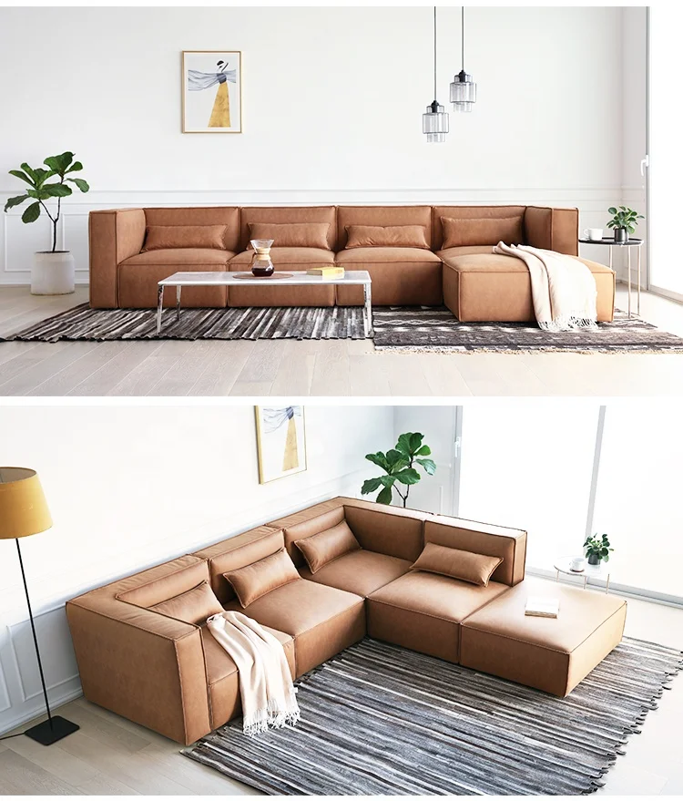 modular sofa sectional combination modern design nordic low profile leathery fabric