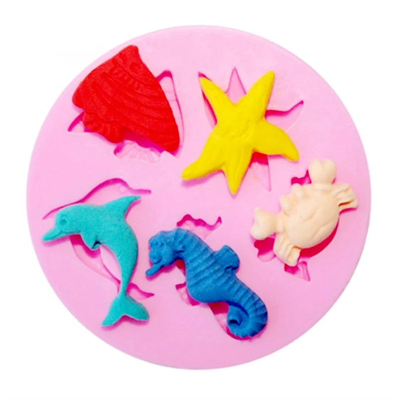 Fondant Chocolate Moulds 3D Dolphin Crab Fish Seahorse Starfish Silicone Mold for cake decorating tools, Pink
Fondant Chocolate Moulds 3D Dolphin Crab Fish Seahorse Starfish Silicone Mold for cake decorating tools, Pink