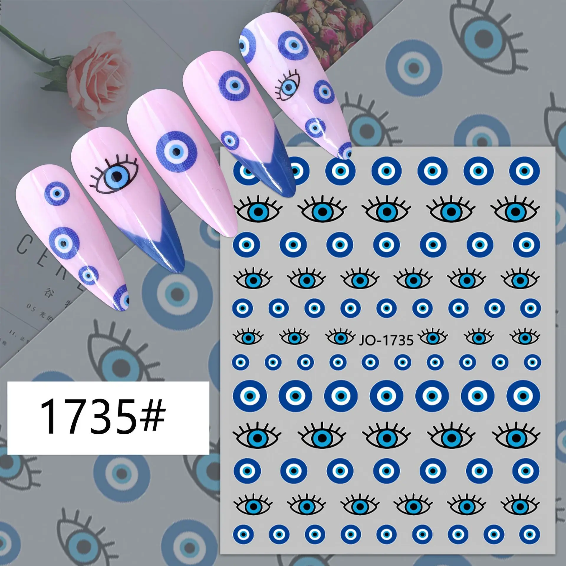 SHIZHIXIU Hottest New Design Blue Evil Magic Eye Nail Art Sticker Decals abstract line pattern decal decoration nail sticker
SHIZHIXIU Hottest New Design Blue Evil Magic Eye Nail Art Sticker Decals abstract line pattern decal decoration nail sticker