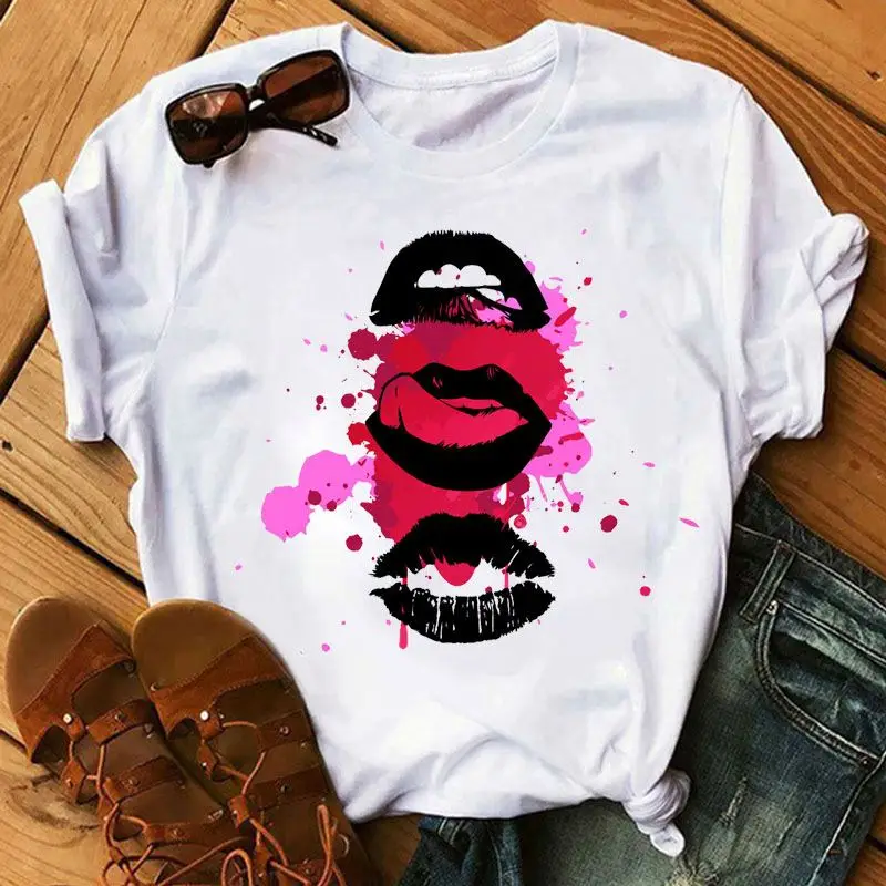 2021 new arrivals Lip pattern graphic t-shirt women Lip pattern printing White T Shirt, Solid color
2021 new arrivals Lip pattern graphic t-shirt women Lip pattern printing White T Shirt, Solid color