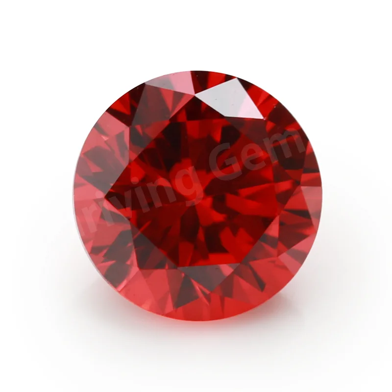 

Thriving gems high quality synthetic gemstone orange red cubic zirconia round cut cz stone