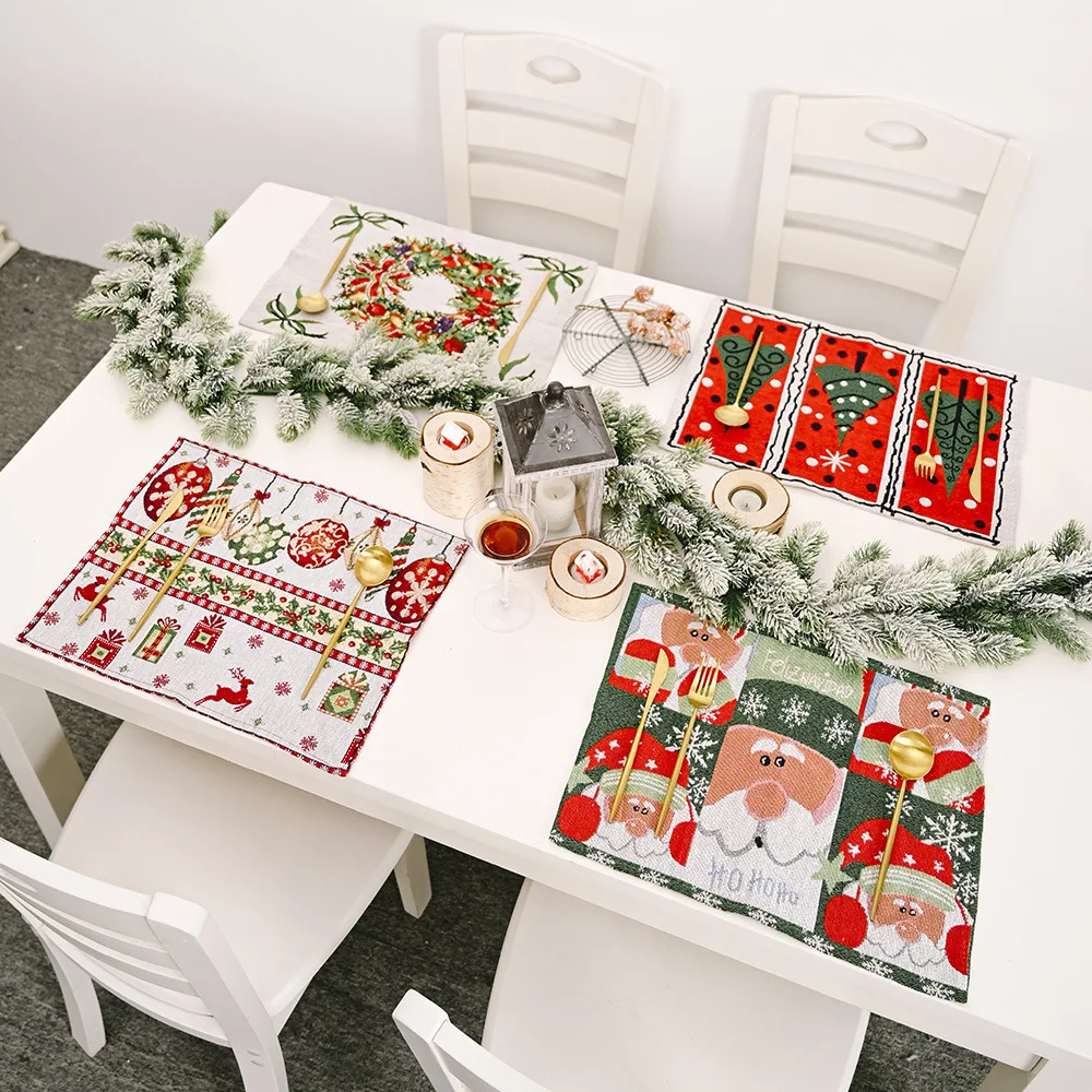 Durable Table Mat Eco-friendly Tableware Placemat Christmas Decoration Santa Elk Garland Knitted fabric Dining Coaster
Durable Table Mat Eco-friendly Tableware Placemat Christmas Decoration Santa Elk Garland Knitted fabric Dining Coaster