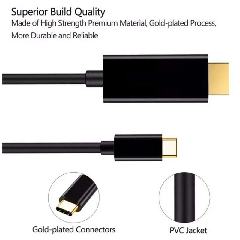 USB3.1 C TO HDMI 4K Type C to HDMI Cable HDMI Adapter Thunderbolt 3 for Huawei P20 Mate 10 Pro MacBook Pro Air ipad Pro - ANKUX.COM