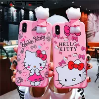 

Soft Silicone Pink Doll Back Cover For coque iphone 6 6S 7 8 Plus lovely Hello Kitty Phone Case For iphone X XS MAX XR