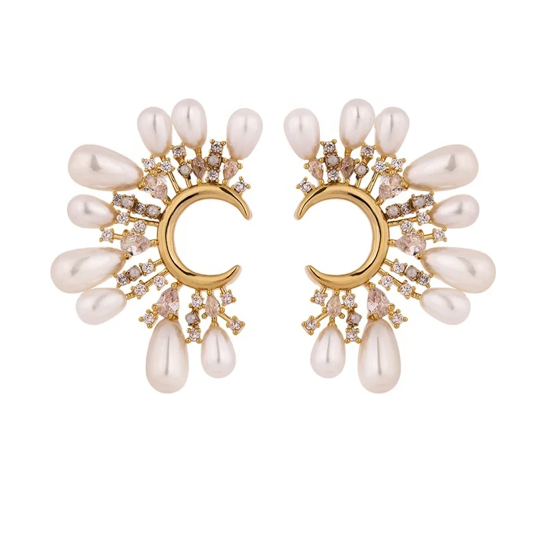JINYOU Korean Exquisite Copper Jewelry Gold Plated CZ Earrings Simulated Pearl Earrings for Women
JINYOU Korean Exquisite Copper Jewelry Gold Plated CZ Earrings Simulated Pearl Earrings for Women
