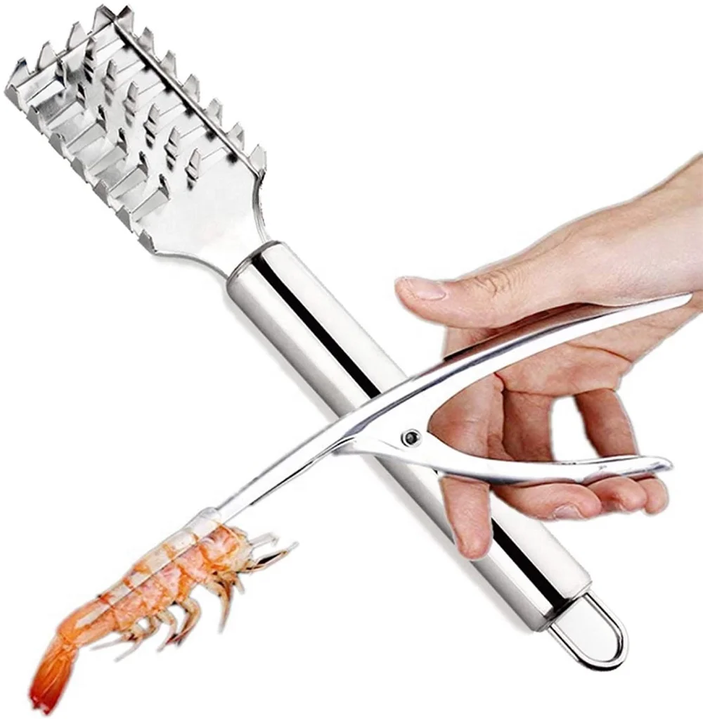Stainless Steel Prawn Peeling Device Kitchen Tools Fish Scaler and Shrimp Prawn Peeler, Silver
Stainless Steel Prawn Peeling Device Kitchen Tools Fish Scaler and Shrimp Prawn Peeler, Silver