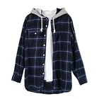 Yarn dyed long sleeve new model fancy casual style paid check hooded shirt for men 100% cotton