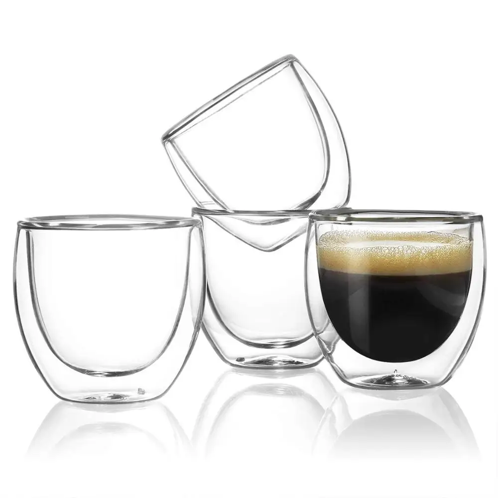 Espresso Cups 4 Ounce (Top to The Rim) Double-Wall Insulated Glasses Handmade Glass, Clear
Espresso Cups 4 Ounce (Top to The Rim) Double-Wall Insulated Glasses Handmade Glass, Clear