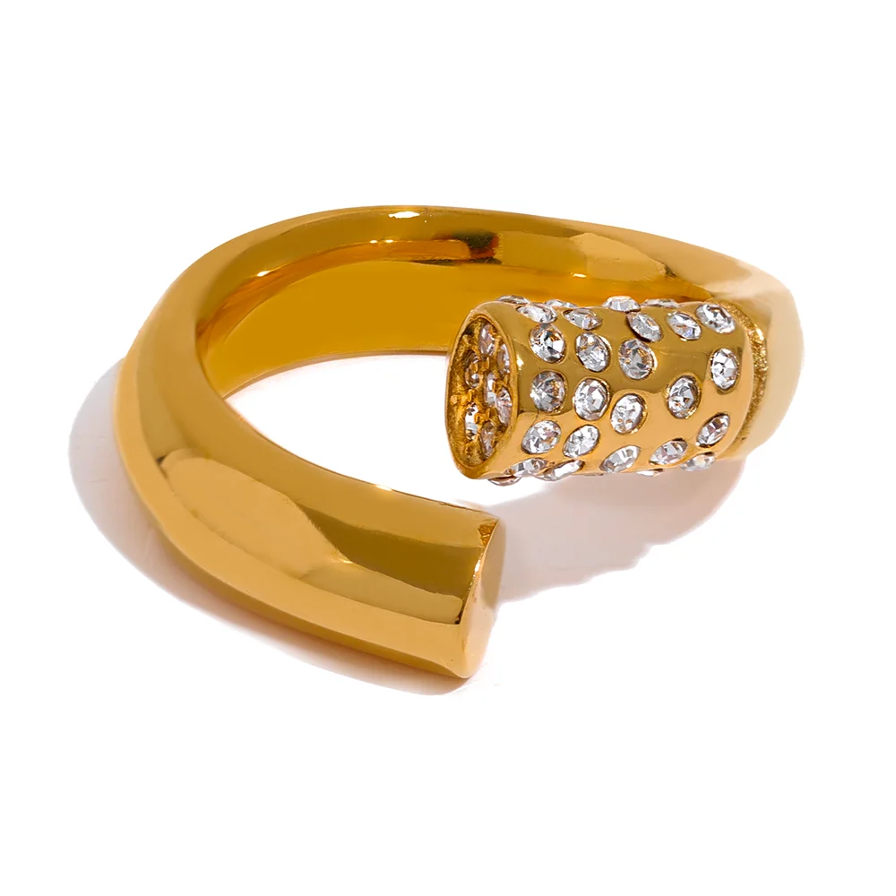 JINYOU 989 Minimalist Fashion Waterproof 316l Stainless Steel Women Ring Gold Color PVD Plated Cubic Zirconia Jewelry
JINYOU 989 Minimalist Fashion Waterproof 316l Stainless Steel Women Ring Gold Color PVD Plated Cubic Zirconia Jewelry