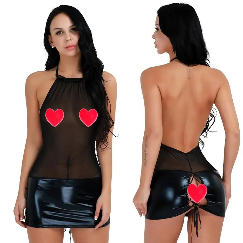 New Arrived Transparent Sexy Lingerie Dress Women Black Plus Size Patent Leather Babydoll Bodycon Mini Dress
New Arrived Transparent Sexy Lingerie Dress Women Black Plus Size Patent Leather Babydoll Bodycon Mini Dress
