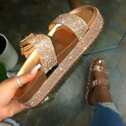 Summer Platform Slippers Women Bling Wedges Shoes for Women Slip On Flat Handmade Rhinestones Slides Casual Shoes Slippers
Summer Platform Slippers Women Bling Wedges Shoes for Women Slip On Flat Handmade Rhinestones Slides Casual Shoes Slippers