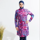 MOTIVE FORCE 2019 Latest Women Plus Size Pansy Printing Muslimah Swimsuit Sport Hijab Burkinis
