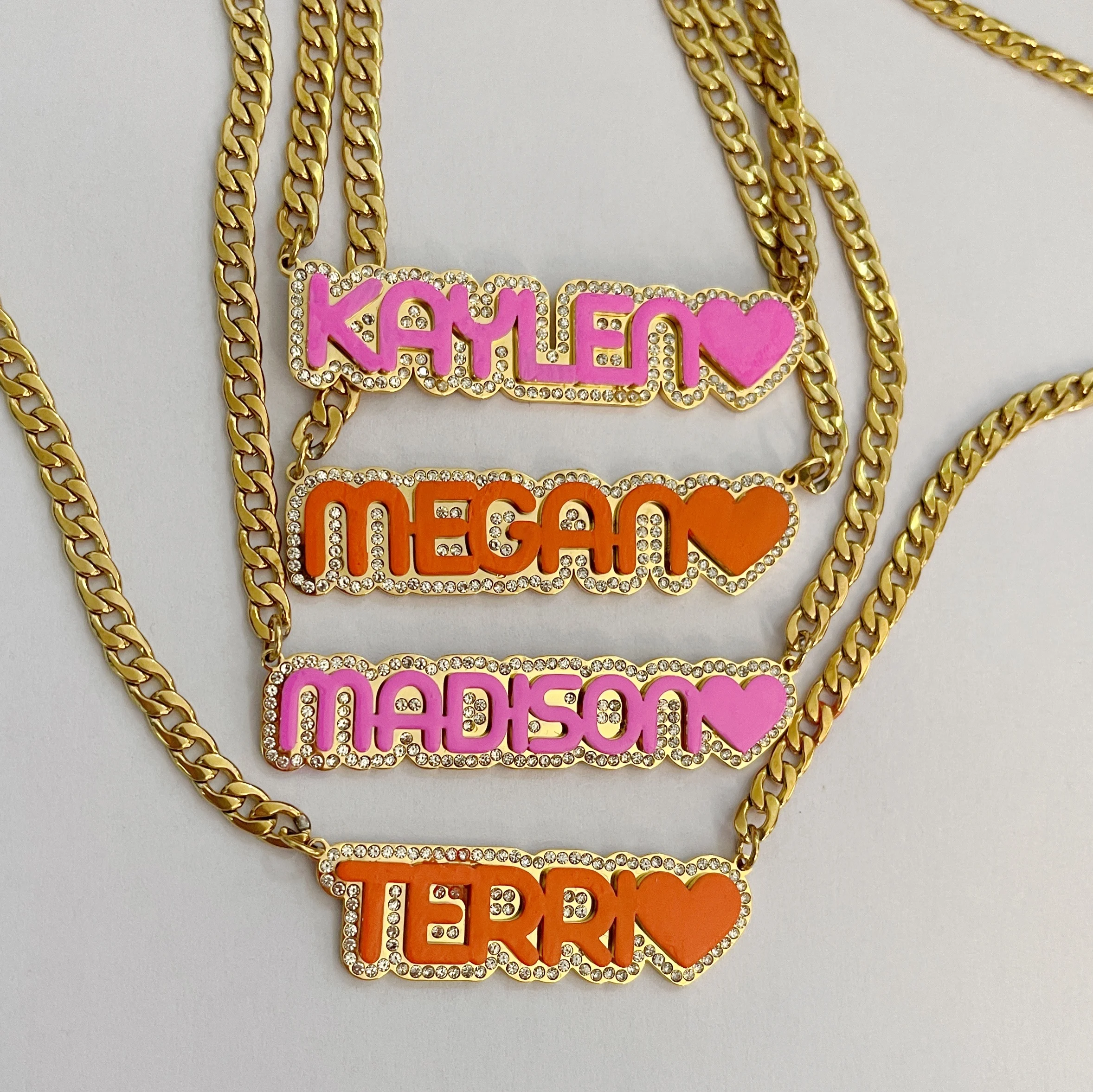 Birthday Gift Stainless Steel Jewelry Customized Enamel Heart Personalized Name Necklace, Gold, silver, rose gold
Birthday Gift Stainless Steel Jewelry Customized Enamel Heart Personalized Name Necklace, Gold, silver, rose gold