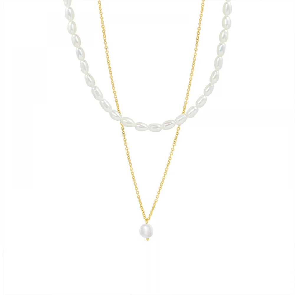 Double Layer Gold Chain Necklace Waterproof Tarnish Free Fesh Water Pearl Pendant Necklace
Double Layer Gold Chain Necklace Waterproof Tarnish Free Fesh Water Pearl Pendant Necklace