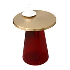 Exquisite end sofa modern glass top coffee table with metal base