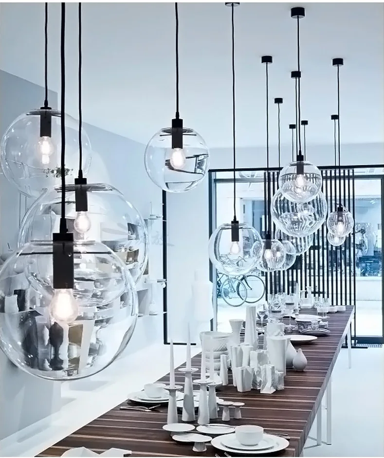 Glass ball shade modern hanging pendant lamp for restaurant hotel
