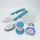 EcoClean Soft Grips Liquid Soap Dispensing Kitchen Pan Pot Plate Glass Cleaning Dish Brush with Refill