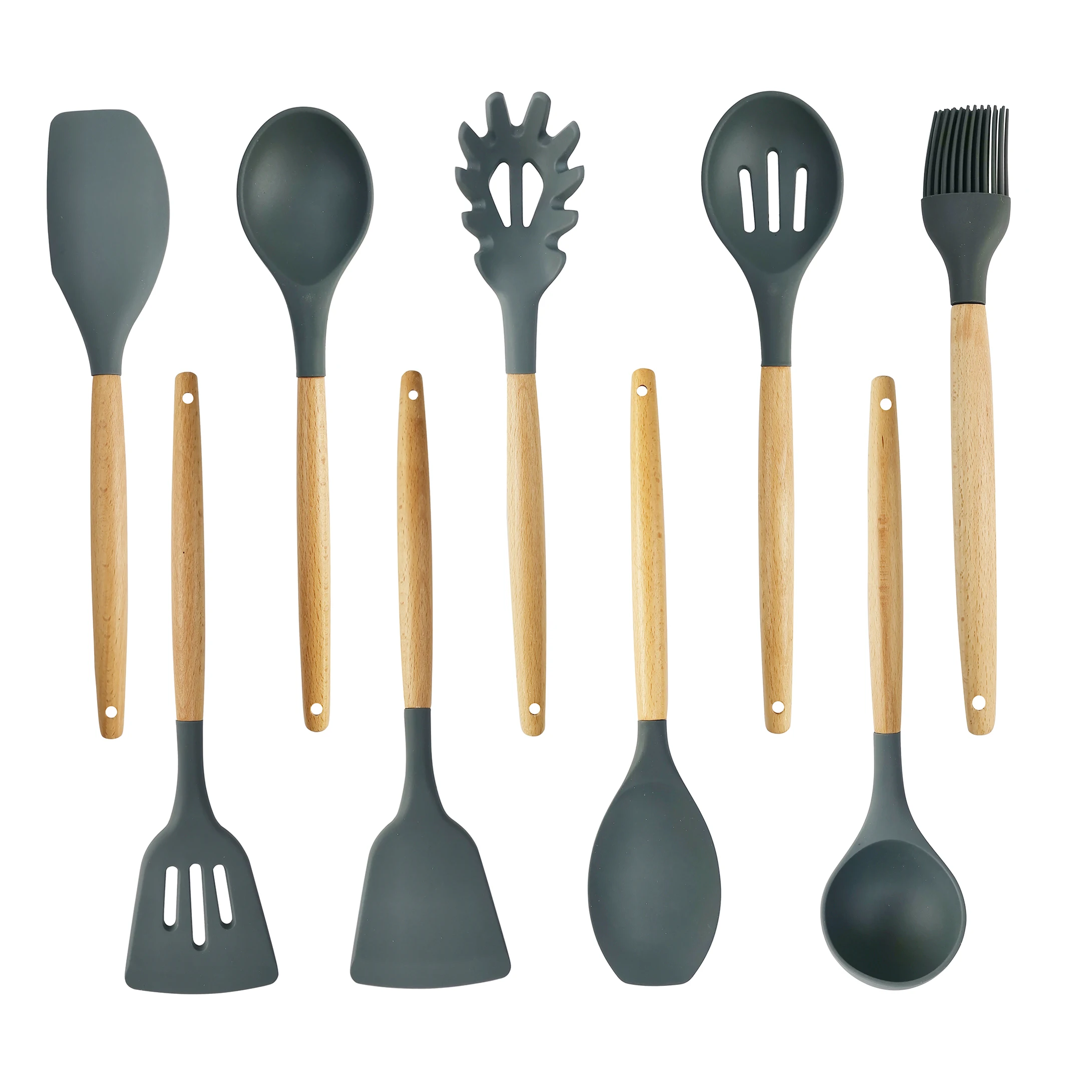 Custom Food Grade Heat Silicone Wooden Handle Kitchen Cooking Spoons Utensils Set Kitchen Utensils, 3 colors
Custom Food Grade Heat Silicone Wooden Handle Kitchen Cooking Spoons Utensils Set Kitchen Utensils, 3 colors