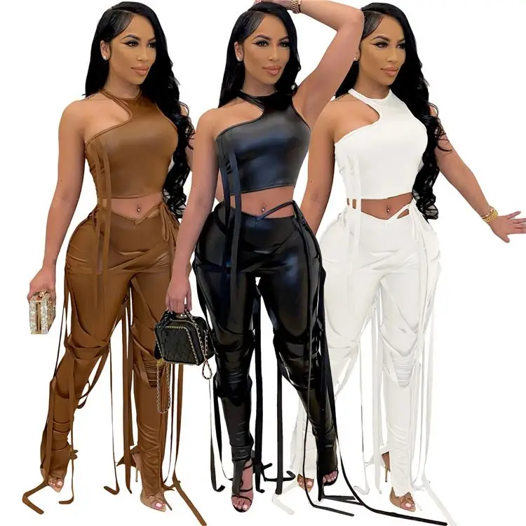 Trendy Crop Vest And Split Pants PU Leather Sashs Street Wear Sexy Spring Women Two Piece Set woman clothing 2021, Picture shown
Trendy Crop Vest And Split Pants PU Leather Sashs Street Wear Sexy Spring Women Two Piece Set woman clothing 2021, Picture shown