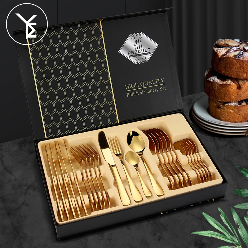 18/0 Stainless Steel Flatware Set 24 Pcs Spoon Fork Knife Metal Cutlery Gold Business Gift Sets, Customized
18/0 Stainless Steel Flatware Set 24 Pcs Spoon Fork Knife Metal Cutlery Gold Business Gift Sets, Customized