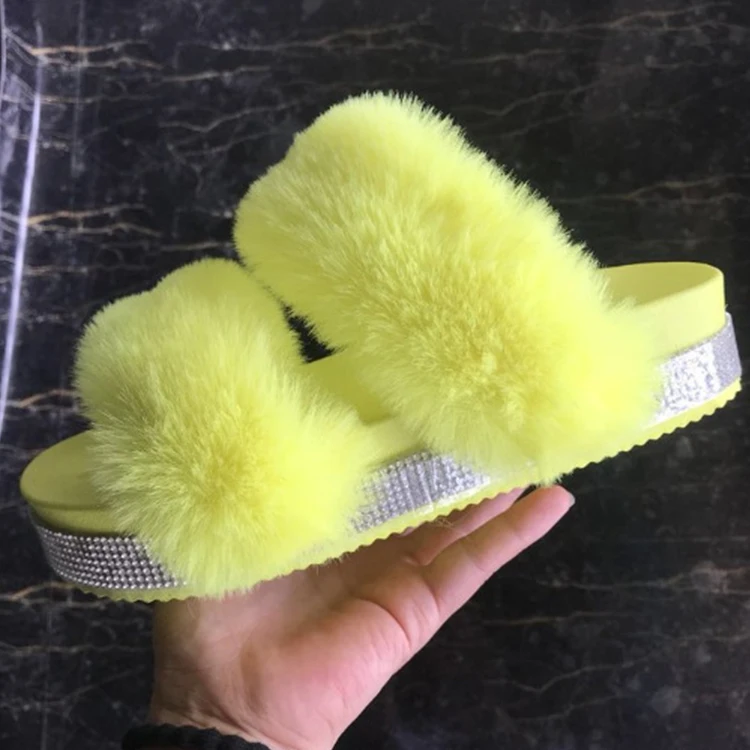 Woman Summer Slippers Fashion Double Row Plush Slides Platform Rhinestone Sandals Faux Furde Female Shoes
Woman Summer Slippers Fashion Double Row Plush Slides Platform Rhinestone Sandals Faux Furde Female Shoes