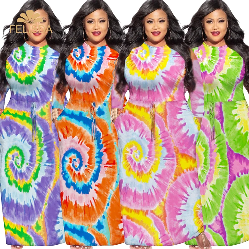FELISDA Autumn O Neck Long Sleeve Women Maxi Dress Long Skirt Tie Dye 4XL 5XL Plus Size Dress Vestidos
FELISDA Autumn O Neck Long Sleeve Women Maxi Dress Long Skirt Tie Dye 4XL 5XL Plus Size Dress Vestidos