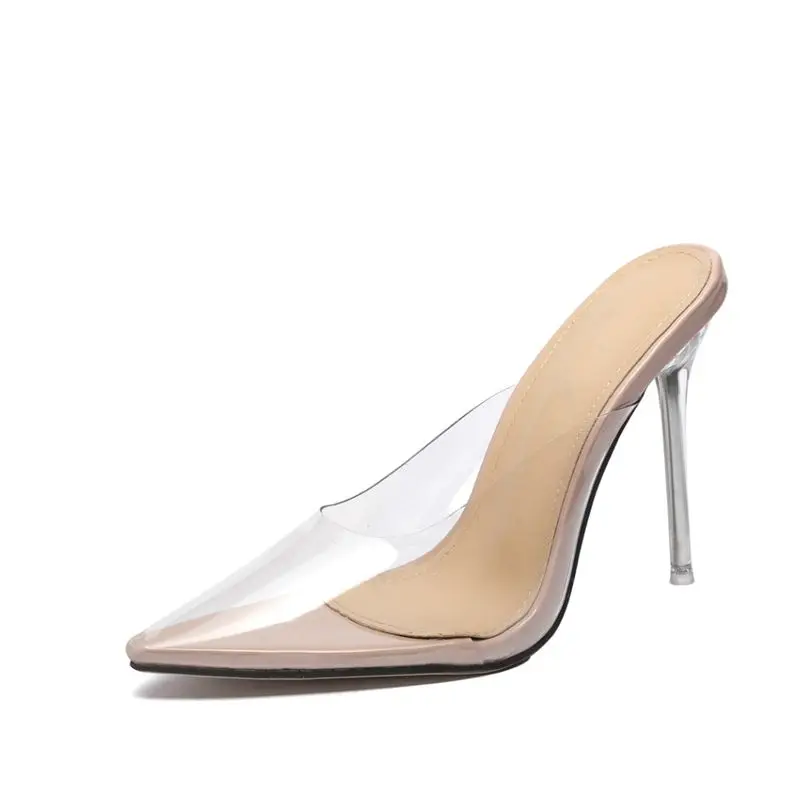 Stilettos high heel NUDE slippers open toed Transparent PVC Crystal heel party ladies shoes slides shoe clear heels big sizen 42
Stilettos high heel NUDE slippers open toed Transparent PVC Crystal heel party ladies shoes slides shoe clear heels big sizen 42