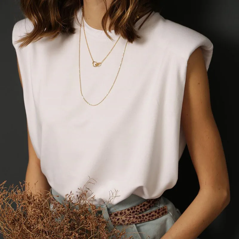 Bottoming Top Sleeveless Shoulder Pad Loose T-Shirt Tops Short Paragraph Women's Clothing Tank Top For Women
Bottoming Top Sleeveless Shoulder Pad Loose T-Shirt Tops Short Paragraph Women's Clothing Tank Top For Women