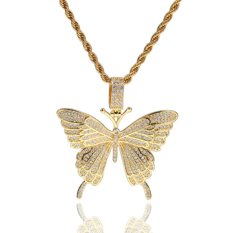 Fashion Luxury Hiphop Men Women Jewelry Monarch Small Gold Silver CZ Full Iced Out Bling Charm Butterfly Pendant
Fashion Luxury Hiphop Men Women Jewelry Monarch Small Gold Silver CZ Full Iced Out Bling Charm Butterfly Pendant