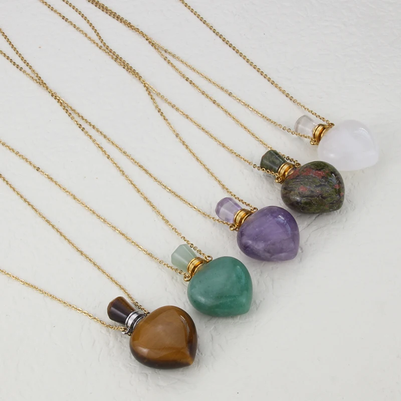 Fashion Jewelry Natural Stone Crystal Love Heart Shape Light Luxury Perfume Bottle Pendant Necklace Gift
Fashion Jewelry Natural Stone Crystal Love Heart Shape Light Luxury Perfume Bottle Pendant Necklace Gift