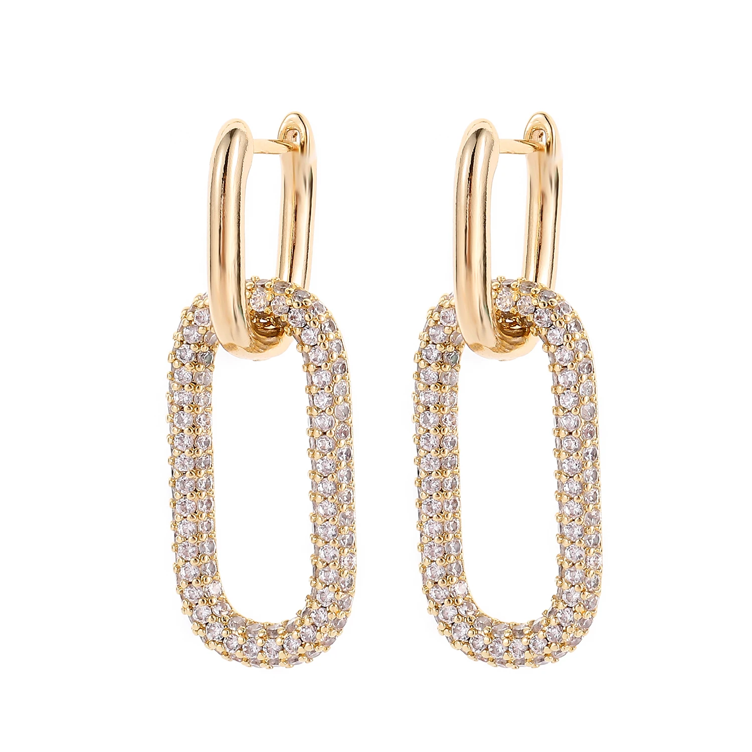 14K Real Gold Plated Brass Geometric double ring lock huggies earrings Shiny Full Zircon Diamond Drop Earrings
14K Real Gold Plated Brass Geometric double ring lock huggies earrings Shiny Full Zircon Diamond Drop Earrings