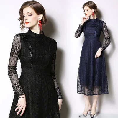 2021 Summer Elegant Women blue Hollow Out O-neck Ladies Dresses Black Lace Sexy Evening Sun Dress Party Club Dress
2021 Summer Elegant Women blue Hollow Out O-neck Ladies Dresses Black Lace Sexy Evening Sun Dress Party Club Dress
