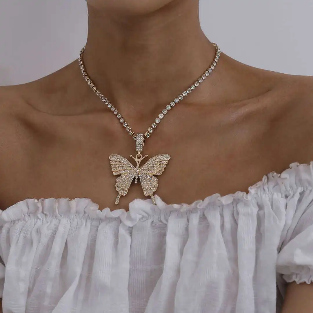 Jialin jewelry Luxury women iced out jewelry diamond CZ table tennis chain butterfly necklace
Jialin jewelry Luxury women iced out jewelry diamond CZ table tennis chain butterfly necklace